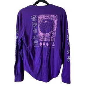 Strange Futures Purple Pink Long Sleeve Graphic Art Tee Shirt Size Large